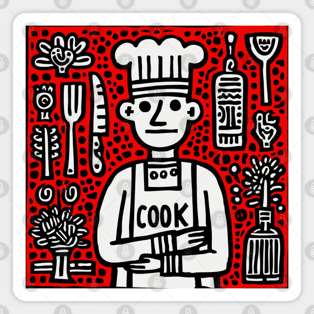 Cook - Doodle Chef Pop Art Magnet by TuncGK